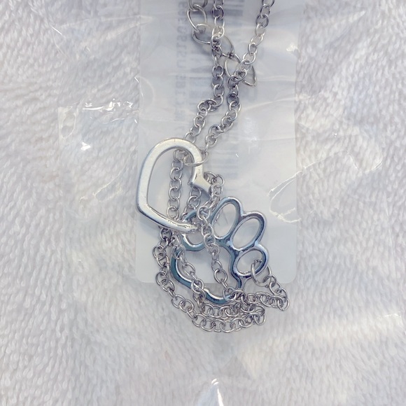 Sterling Silver Pet Feet Dog/Cat Paw Heart Chain Pendant Love Necklace - Picture 7 of 7